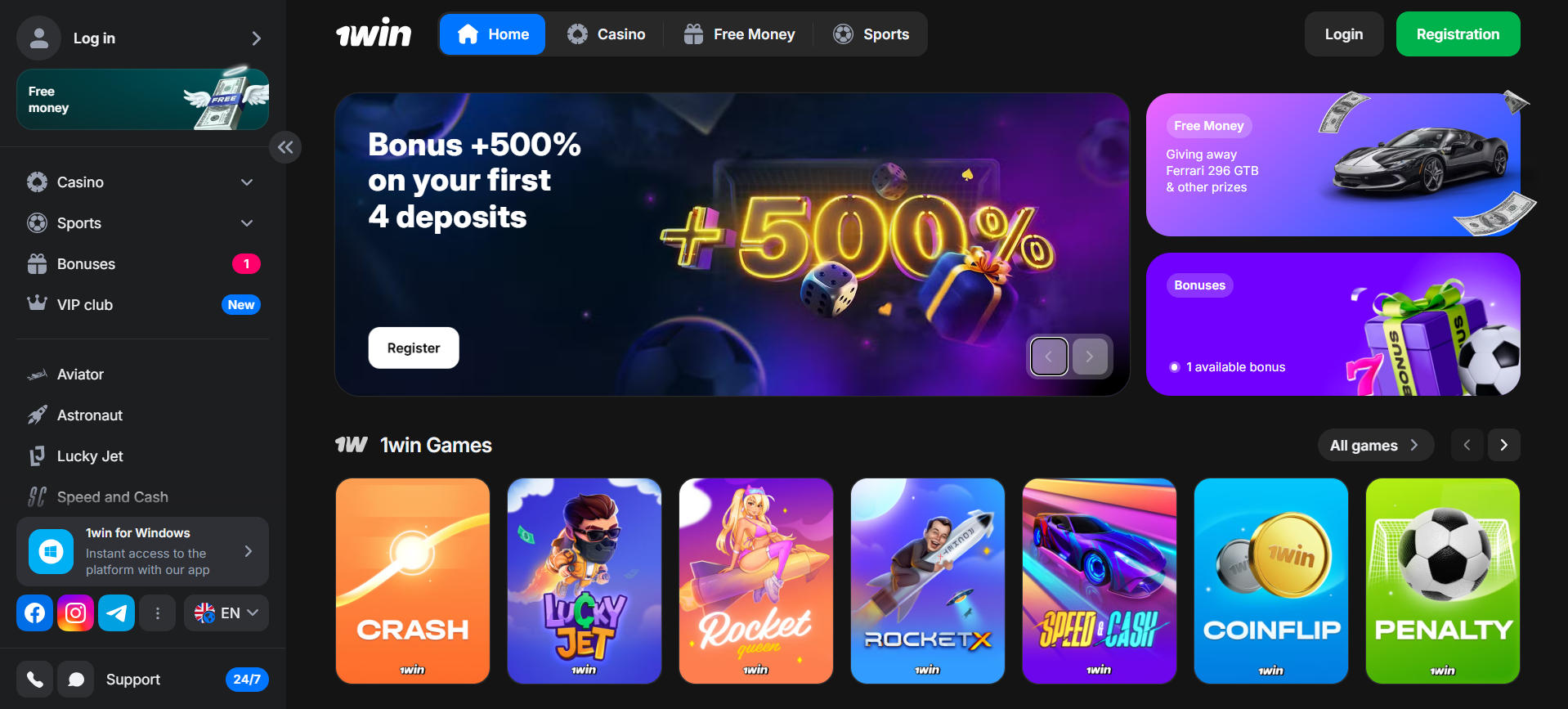 Official 1win Indonesia platform for online casino and sports betting