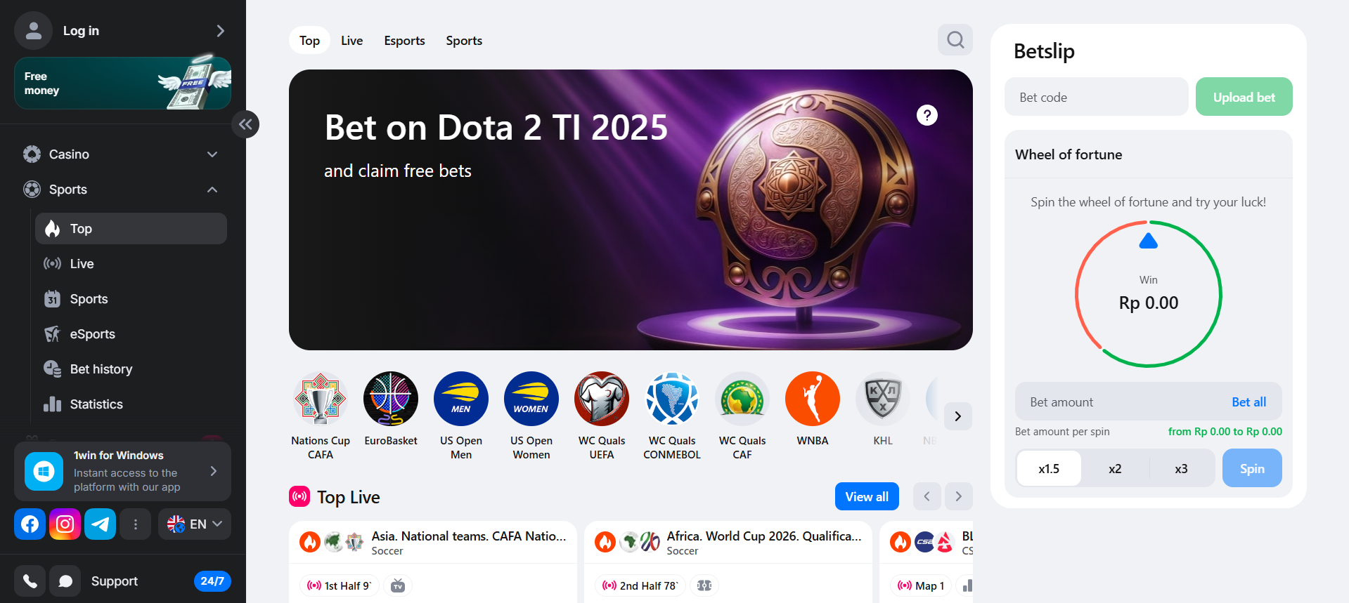Bet on Major CS2, The International Dota 2 and many other events on 1win!