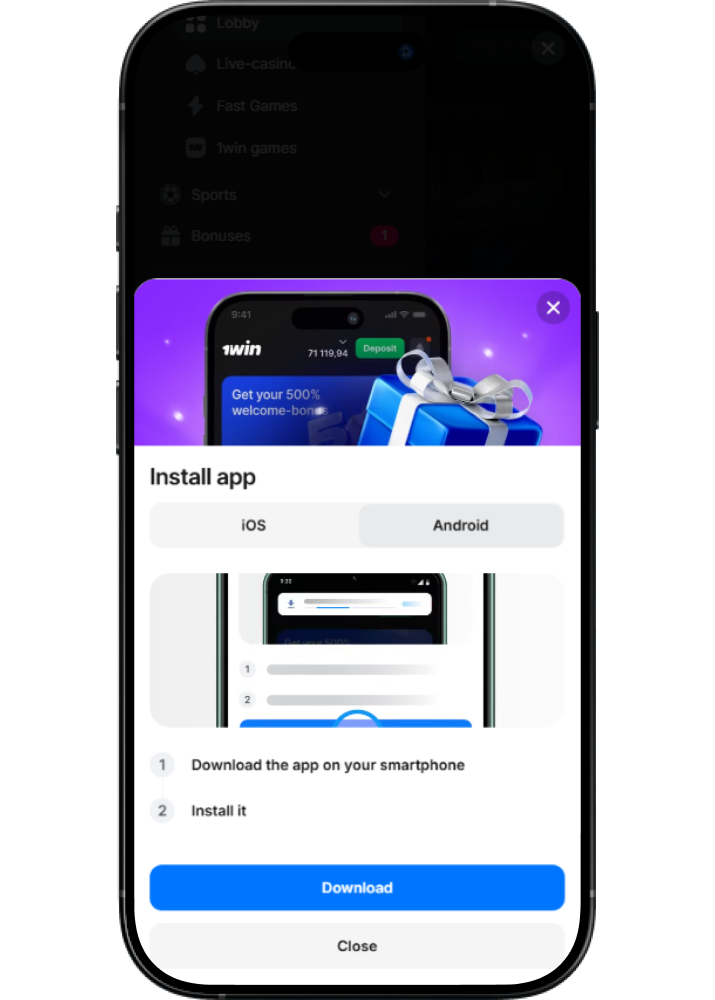Official 1win app for Android and iOS in Indonesia