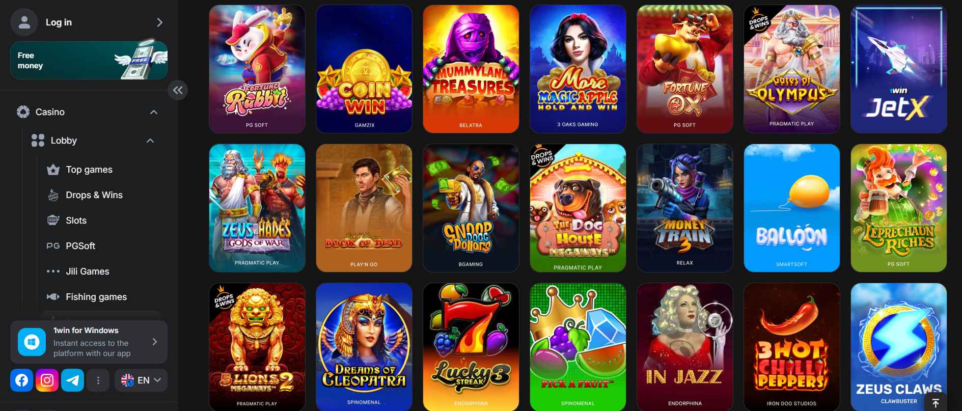 Play online casino games, slots and jackpots on 1win Indonesia